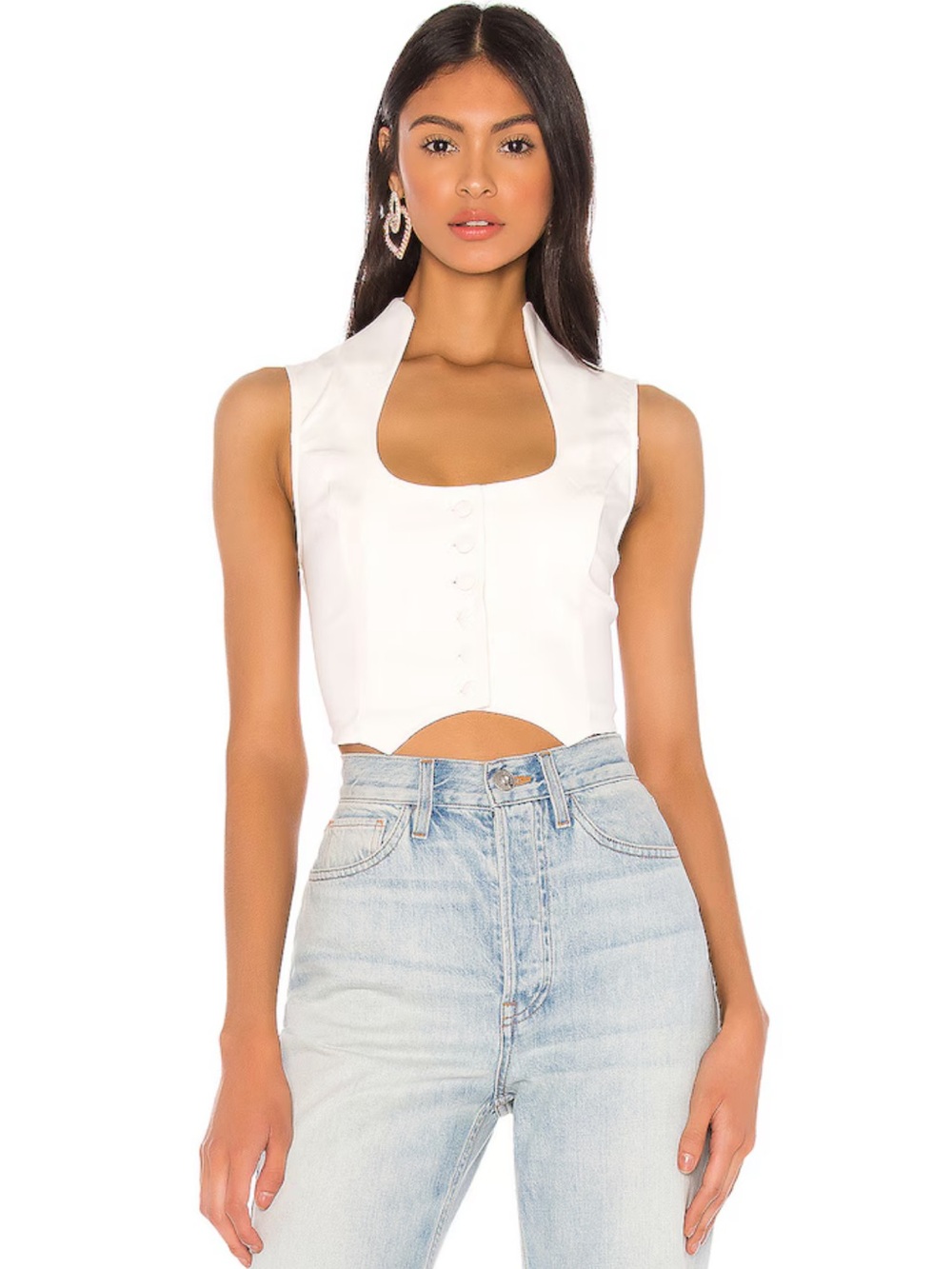 SUPERDOWN Frasier Top Button Up Cropped